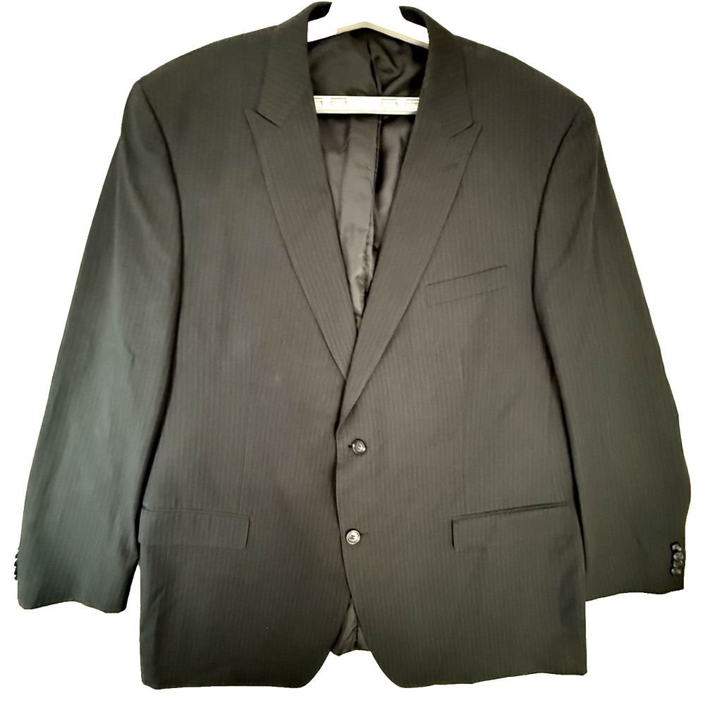 Sean John Men's Black Label Blazer 52L Black Pink Pinstripe Formal Disco Career
